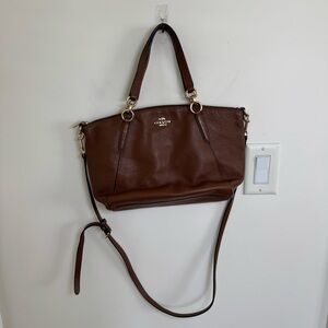 Coach Kelsey Brown Pebbled Leather Double Handles
Zipper Closure Satchel Bag